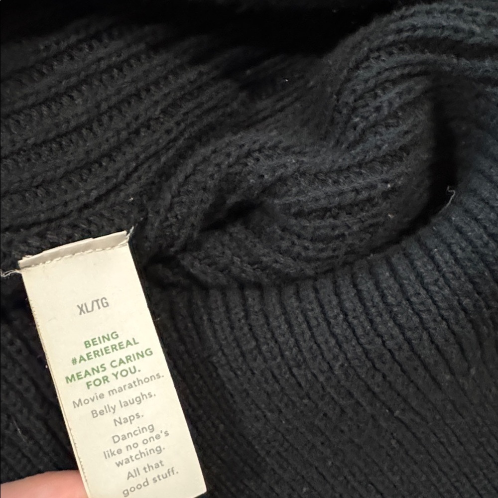 Aerie black Crew Neck Knitted Sweater XL 100% cotton - Picture 6 of 7